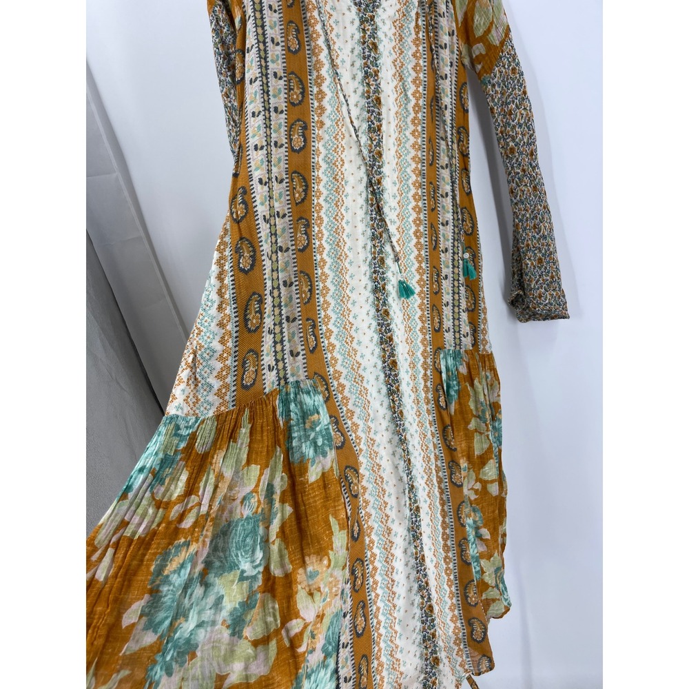 D'Ascoli Floral Paisley Maxi Dress Orange Blue Boho Resort Italian Summer Size S - Picture 4 of 14